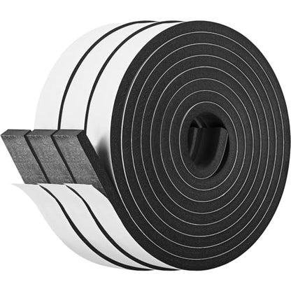 Kikerike Self Adhesive Foam Tape Weatherstrip 1In x 1/2In x 20Ft High Density Foam Insulation Strips Foam Seal Weather Stripping with Strong Adhesive for Door and Window Sound Isolation Soundproofing - size: 1in x 1/2in x 20Ft