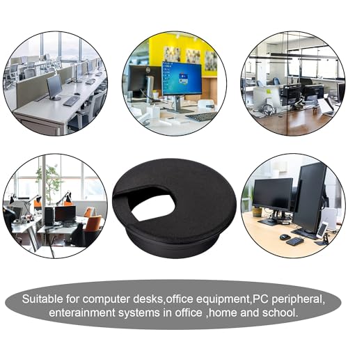 2 Inch Desk Grommet - 40Pcs Plastic Desk Cord Hole Cover, 50mm Diameter Black Cable Grommets Hole Cover for Organized Wires & Cords Through Computer Table/Countertops - size: 40 Pack