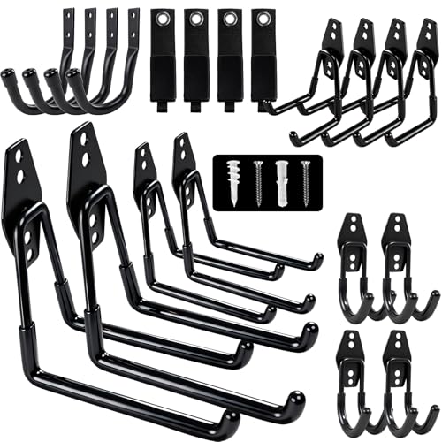 20 Pack Heavy Duty Garage Hooks Wall Mount Steel Garage Storage Hooks with Anti-Slip Coating for Hanging Ladders,Bikes,Garden Tools,Bulk Items Ropes and More Equipment