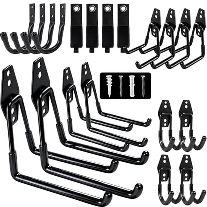 20 Pack Heavy Duty Garage Hooks Wall Mount Steel Garage Storage Hooks with Anti-Slip Coating for Hanging Ladders,Bikes,Garden Tools,Bulk Items Ropes and More Equipment