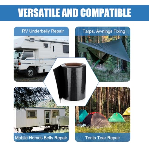 Ramkle RV Underbelly Tape, 6" x 50' RV Underbelly Material, Waterproof Tape with Permanent Sealing Adhesive for RV, Camper Travel Trailer, Mobile Home, Tear Repair Patch - style: 6 Inches x 50 Feet