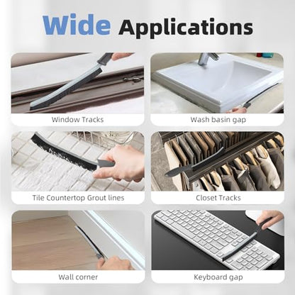 FOOGWEE Hard Bristle Crevice Cleaning Brush - Cleaning Supplies - Grout Cleaning Brushes for Household Use - Crevice Cleaning Tool for Bathroom, Home and Kitchen (3, Grey) - color: Gray