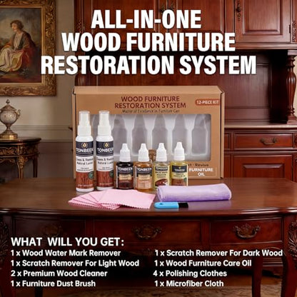 Wood Furniture & Floor Scratch Remover Repair Kit,12 PCS Professional Hardwood Furniture Cleaner Restore Care Set - Eraser Scratch, Covers Nicks, Scuffs & Dogs, Cats Scratches, Marks & Minor Defects