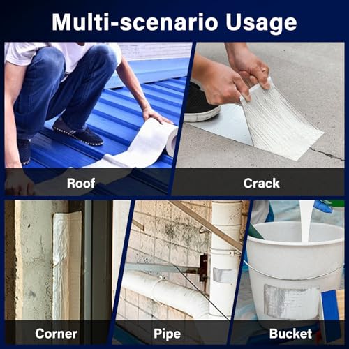 Butyl Tape Waterproof Sealing Tape 6Inch x 34Feet, Aluminum Foil Tape, Butyl Sealant Tape for Pipe Sealing, RV Repair, Window, EDPM Roof Leak Patching, Boat and Pipe Sealing - size: 6 inch x 34 feet