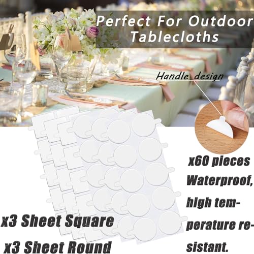 Double Sided Tape for Walls, Clear Removable Mounting Dots, 60 Pcs Invisible Adhesive for Hanging Posters, Photos & Lightweight Art in Dorm Rooms, Rentals & Offices