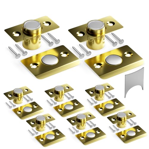 Tonitrui Silent Door Ball Catch, Adjustable Strong Magnet Door Catch,Using Completely noiseless,Perfectly Replacing The Old Ball Catch(Gold 8 Pack, Upgraded Version) - color: Gold, size: 8Pack