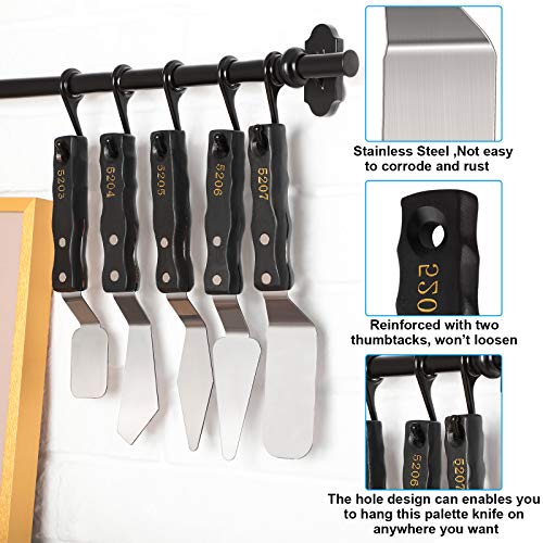5-piece Large Palette Knife Set Stainless Steel Painting Knives with Wood Handles for Acrylic & Oil Painting Canvas Texturing, Impasto, Color Mixing – Art Supplies for Artists and Beginners