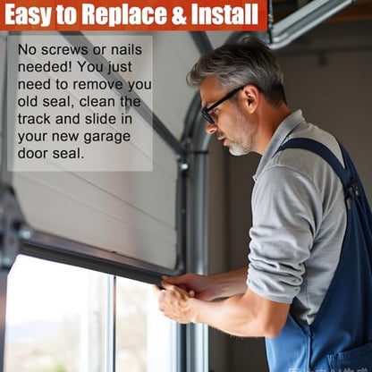 Garage Door Seals Bottom Rubber - 16.5Ft EPDM Weatherproof Weather Stripping for 5/16" T-End Garage Doors, Blocks Drafts/Rain/Rodents, Noise-Reducing & Energy Saving - size: No track - 16.5 Feet