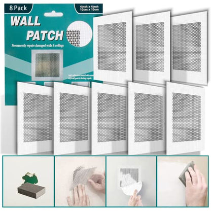 8Pcs 4 Inch Drywall Patch, Wall Repair Patches, Self-Adhesive Fiberglass Repair Kit Dry Wall Hole Repair Patch for Aluminum Metal Sheetrock Ceiling (4"x 4") - size: 4 Inch_8Pcs