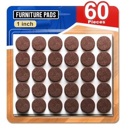Ansible 60 PCS Felt Furniture Pads 1", Felt Pads for Chair Leg Floor Protectors for Hardwood Floors Round (Brown) - size: 60 PCS 1" Brown, Round
