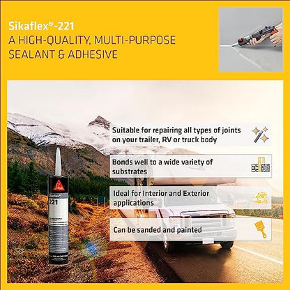 Sika Sikaflex-221 - Aluminum Gray - Multi-Purpose Polyurethane sealant/Adhesive - Creates Permanent Elastic Seal - Sandable/paintable - Non-Corrosive - 10.1 fl. Oz (Pack of 24) - color: Aluminum Gray, style: Compact (Pack of 24)