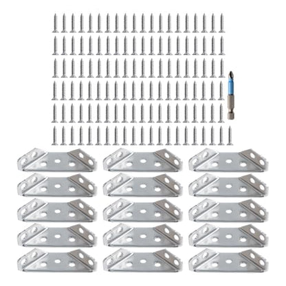 Trapezoid L Shelf Bracket Brace - Corner Connector: 15 Pack Angle Brackets Stainless Steel Support Joint with Mounting Hardware Used for Wood Chair Furniture Cabinetry Vanity Project Build Repair