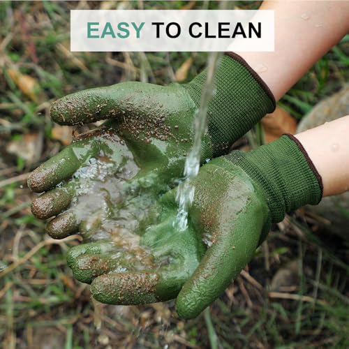 Trifabricy Garden Gloves for Women/Men - 6 Pairs Latex Gardening Gloves with Grip, Protective Work Gloves for Lawn Yard - color: Green & Black