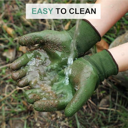Trifabricy Garden Gloves for Women/Men - 6 Pairs Latex Gardening Gloves with Grip, Protective Work Gloves for Lawn Yard - color: Green & Black