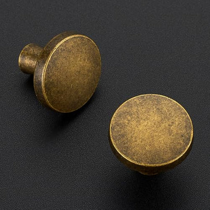 Ravinte 25 Pack Drawer Pulls 1-1/4 Inch Kitchen Cabinet Knobs Solid Round Dresser Drawer Knobs Antique Brass Dresser Knobs Drawer Knobs Simple Cabinet Hardware for Cupboard Drawer Pulls - color: Antique Brass