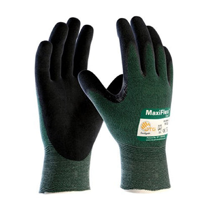 MaxiFlex Cut 34-8743 Cut Resistant Nitrile Coated Work Gloves with Green Knit Shell and Premium Nitrile Coated - size: XX-Large