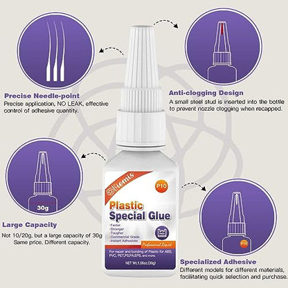 30g Plastic Glue, Instant Super Glue for Plastic, Fast Dry Strong Plastic Adhesive for Acrylic, Model, DIY Crafts, Tube, PVC, Vinyl, ABS, PBT, PS, PA, PC, PM, MA, Nylon - size: 30g*1, style: Plastic Glue