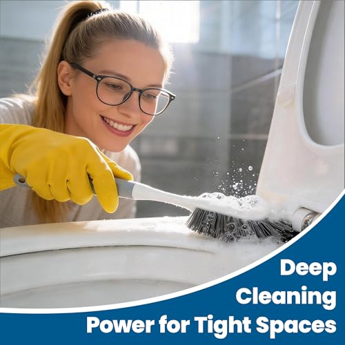 3 Pack Hard Bristle Scrub Brush Set, Heavy Duty Cleaning Brushes with Ergonomic Handle, Specifically Designed for Bathroom, Shower, Bathtub, Tub, Carpet, Floor, Grout, Tile