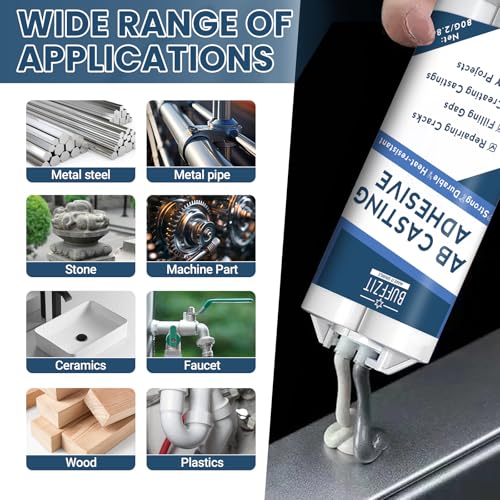 Super-Fast Casting Adhesive, Heavy Duty Epoxy Resin AB Glue, Waterproof & Heat Resistant, All-Purpose Bond for Metal, Plastic, Glass, Concrete & Ceramic Repair – 2.8oz/80g (Blue)