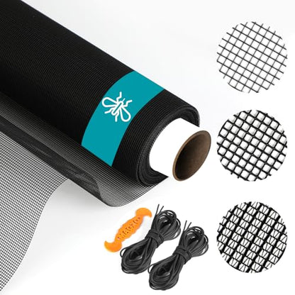 Window Screen,20Mesh Polyester Window Screen Mesh Roll,37.4IN x 16.4FT Black Screen Replacement Repair Kit for Window, Door,Patio,Porch - size: 20Mesh