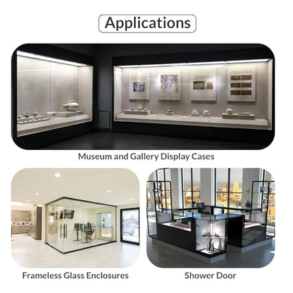 FHC L-Mount Universal Hinge, Aluminum Material, Matte Black Finish, for 1/4" Tempered Glass, Free-Swinging Single-Acting, Square Design Shower Door Hinge - color: Matte Black
