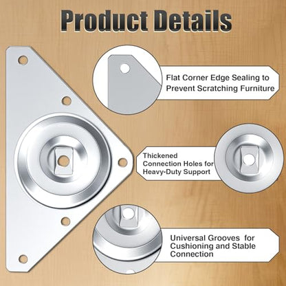 LEIFIDE 4 Pack Heavy Duty Table Leg Brackets, 5.5"x3.5" Galvanized Steel Mounting Plates for Workbench Desk Reinforcement, Rust-Resistant Furniture Hardware