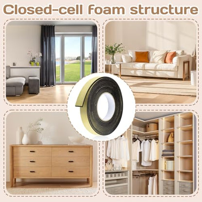 Foam Insulation Tape 0.08'' x 0.39" x 66Ft Density Foam Adhesive Soundproofing Waterproofing Weather Sealin Car Speaker Sealing Tape Weather Stripping Door Seal (33Ft x 0.08'' x 0.39" x 2 Rolls) - color: 33Ft x 0.08'' x 0.39" x 2 Rolls