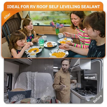 WELLUCK 4PC Self Leveling RV Roof Sealant Lap for RV Roofs, White Flexible Repair Caulking Rubber Epdm Sealant for Camper Motorhomes Trailers, Secure Odorless Waterproof & UV All Weather Adhesive