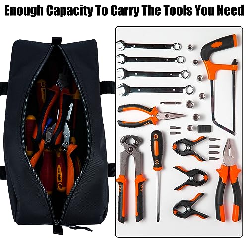 MELOTOUGH Canvas Utility Tool Tote bag Combo Kit-Includes 2 Medium Tool Organizer Bags for Electrician, Plumbing, Gardening, HVAC & More (14 inch,Black) - color: Black