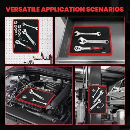 Strong Magnetic Tool Mat Magnetic Parts Tray with Anti-Slip Backing Heavy Duty with Powerful Magnets for Organizing Screws Nuts Bolts Small Tools - Workshop, Garage, DIY-Red 1PCS
