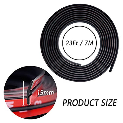 Cuttable T-Car Sunroof Cover Seal Rubber Trim,Dust Proof&Weather Stripping for Windshield,Tailgate Adhesive Rubber Seal Strip (19mm×23Ft) - color: 19mm×23Ft