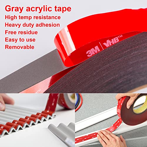3M Double Side Tape Heavy Duty,1in x 10ft Mounting Tape Strong Adhesive Double Sided Tape Waterproof Foam Tape for LED Strip Light, Picture Hanging Strips for Wall - size: 1in X 9.85ft