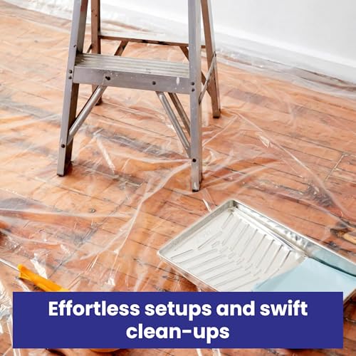 VICMORE Clear Plastic Drop Cloth 9 x 12 Ft, 1 Mil Plastic Sheeting for Painting, Floor & Furniture Cover, Waterproof Dust Barrier, Light-Duty Disposable Cover for DIY & Renovation - size: 9FT x 12FT, 1 PACK, MEDIUM-DUTY