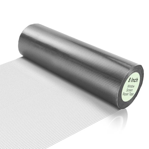CroBlissful Extra Wide 8 inch x 20 ft Window Screen Tape Mesh Repair Strong Adhesive Waterproof Fiberglass Screen Repair Kit Patch for Window Door Tears Holes(Gray) - color: Gray, size: 8 Inch