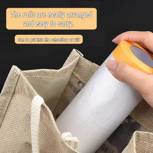2 Rolls Pre-Taped Plastic Sheeting, 9.8ft x 65ft Clear Poly Drop Cloth with Masking Film for Painting, Furniture, Floor & Appliance Protection
