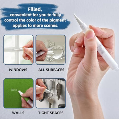Fillable Touch Up Paint Pen, Refillable Paint Brush Pens, Touch up Paint pens for Walls - Wood Floors, Windows, Furniture, Kitchen Cabinet, Suitable for Any Repair(3 Pack) - color: A-03