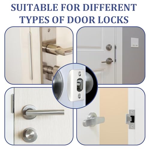 12Pcs Deadbolt Strike Plate Stainless Steel Deadbolt Covers Standard Door Lock Latch Restorer Spacer Door Reinforcement Kit for Home Office Doors Frame Repair