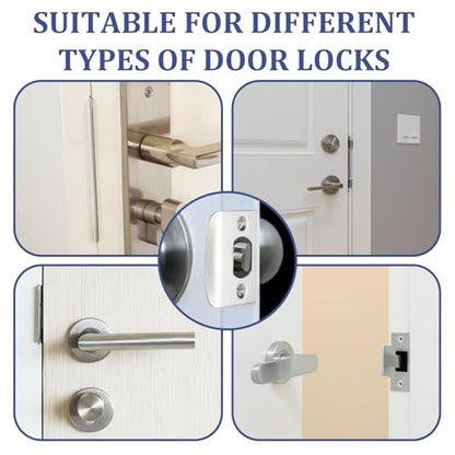 12Pcs Deadbolt Strike Plate Stainless Steel Deadbolt Covers Standard Door Lock Latch Restorer Spacer Door Reinforcement Kit for Home Office Doors Frame Repair
