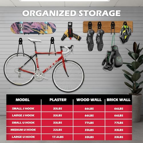 20 Pack Heavy Duty Garage Storage Hooks with Extension Cord Organizer, Solid Steel Wall Mount Hook Set with Anti-Slip Coating Utility J Hooks for Ladders,Bikes,Ropes,Broom,Garden,Yard and Power Tools - style: 20-Pack Hooks + 6 Straps