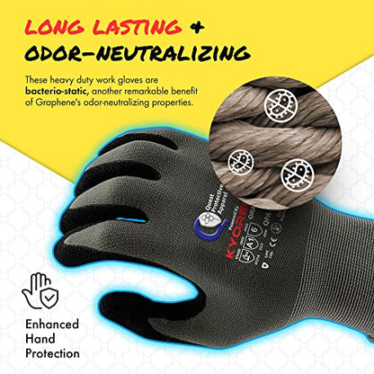 Garden & Work Gloves for Men and Women – Cut Resistant Gardening Gloves with Grip, Lightweight Breathable Safety Gloves for DIY, Construction, Warehouse & General Handling – Large, Pack of 1 - color: Grey/Black - Pack of 1