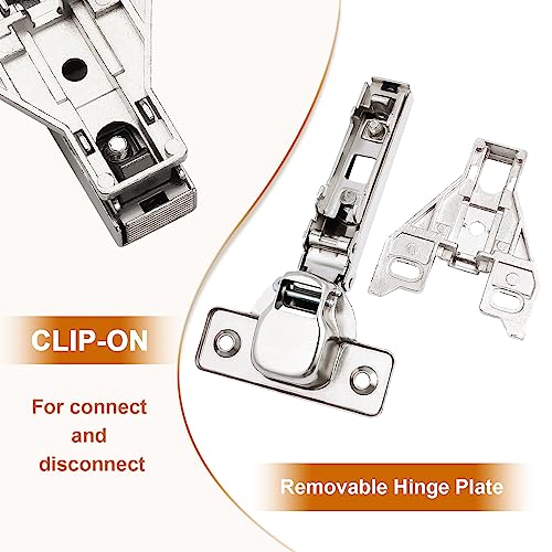 Probrico 4 Pairs（8 Pack） Kitchen Cabinet Hinges for Face Frame Cabinet, Concealed Cabinet Hinges Brushed Satin Nickel with Mounting Screws - size: 4 Pairs