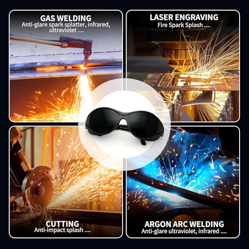 Wrap-around Design 2-Pack Welding Goggles Eye Protective Safety Glasses for Welders with Black Lens Anti-Flog Anti-glare Anti-shock Welding Glasses - color: Black-3.2