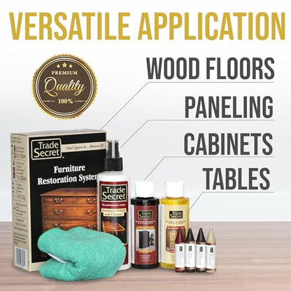 Trade Secret Complete Wood Furniture & Floor Restoration Kit - Scratch Repair and Polish System for Light and Dark Surfaces with Microfiber Cloth - color: Light and Dark Wood