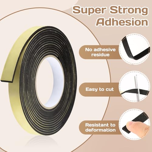 Foam Insulation Tape 0.08'' x 0.39" x 66Ft Density Foam Adhesive Soundproofing Waterproofing Weather Sealin Car Speaker Sealing Tape Weather Stripping Door Seal (33Ft x 0.08'' x 0.39" x 2 Rolls) - color: 33Ft x 0.08'' x 0.39" x 2 Rolls