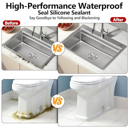 LISRUX Advanced Clear Silicone Caulk for Kitchen & Bathroom,10 fl oz Cartridge,1 Pack,100% Waterproof RTV Silicone Sealant,Stronger Adhesion,Shrink & Crack Proof - size: 1P, style: Clear