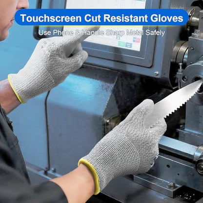 Dowellife Cut Resistant Work Gloves for Men & Women - ANSI A5 & EN388 Level 4, Breathable PU Coated, Grey Non-Marking - for Gardening, Fishing, Automotive, Construction, Wood Carving (Small, Grey) - size: Small (Pack of 1)