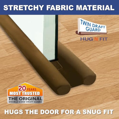 Twin Draft Guard Hug N Fit, Original Dual Draft Stopper Instantly Blocks Air from Entering, Water Repellent, Fits 28”-36” Length with 1.5” Energy Saver Tube - size: 1.5 Inch by 28-36 Inches