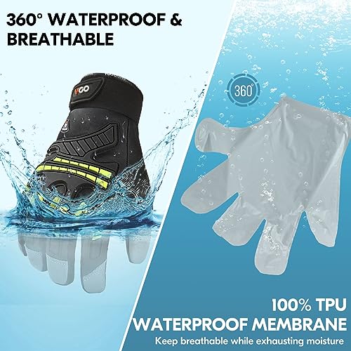 Vgo... -4℉ or above Winter Waterproof High Dexterity Heavy Duty Mechanic Glove, Anti-vibration, Anti-abrasion, Touchscreen (1 Pair,L,Green,GA8954FW) - color: Green, size: Large