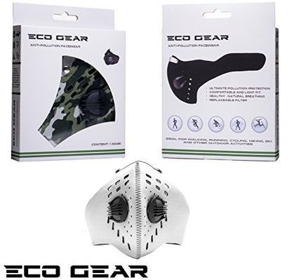 ECO-GEAR Anti Pollution Face Mask with Military Grade Protection | Anti Smoke, Exhaust Gas, Dust & Pollen - color: Off White-medium