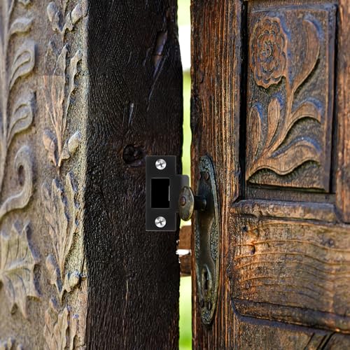 Homoyoyo 4pcs Cam Block Door Locks, Stainless Steel Guide Piece Black Door Lock Door Strike Plate Door Strike Plate Reinforce Security on Your Doors (Pack of 2) - size: 7x7cm (Pack of 2)
